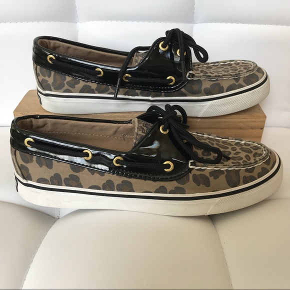 sperry leopard boat shoes